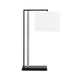 Lewy Table Lamp | White Linen Shade | C Shaped Arm | Black-Gray Metal