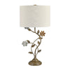 Gerry Table Lamp Set of 2 | Vintage Flower Vine Base | Floral Brass | Cream Shade
