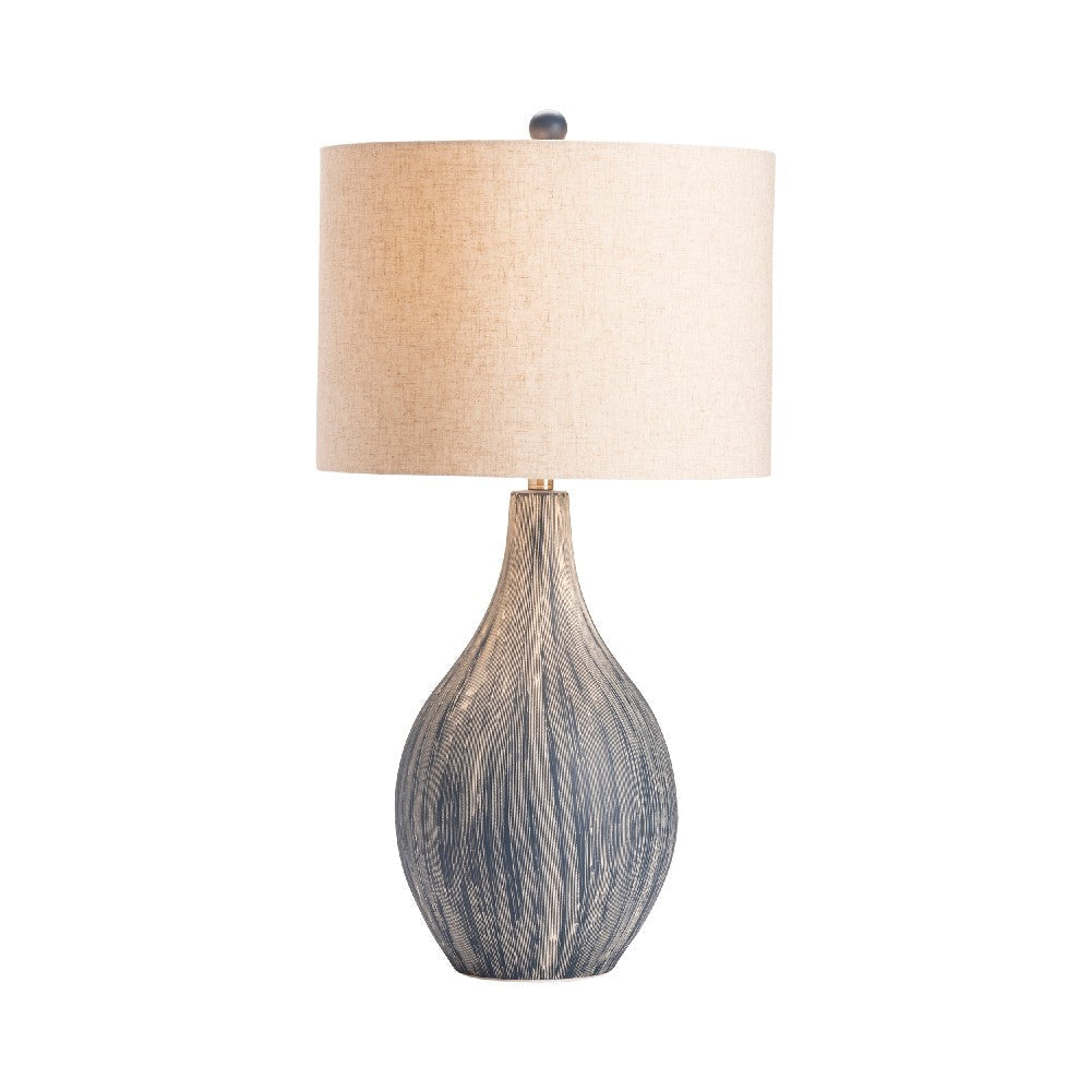 Dilly Table Lamp | Tan Hardback Linen Shade | Gray Teardrop Ceramic Base CCL-CVAZP023B