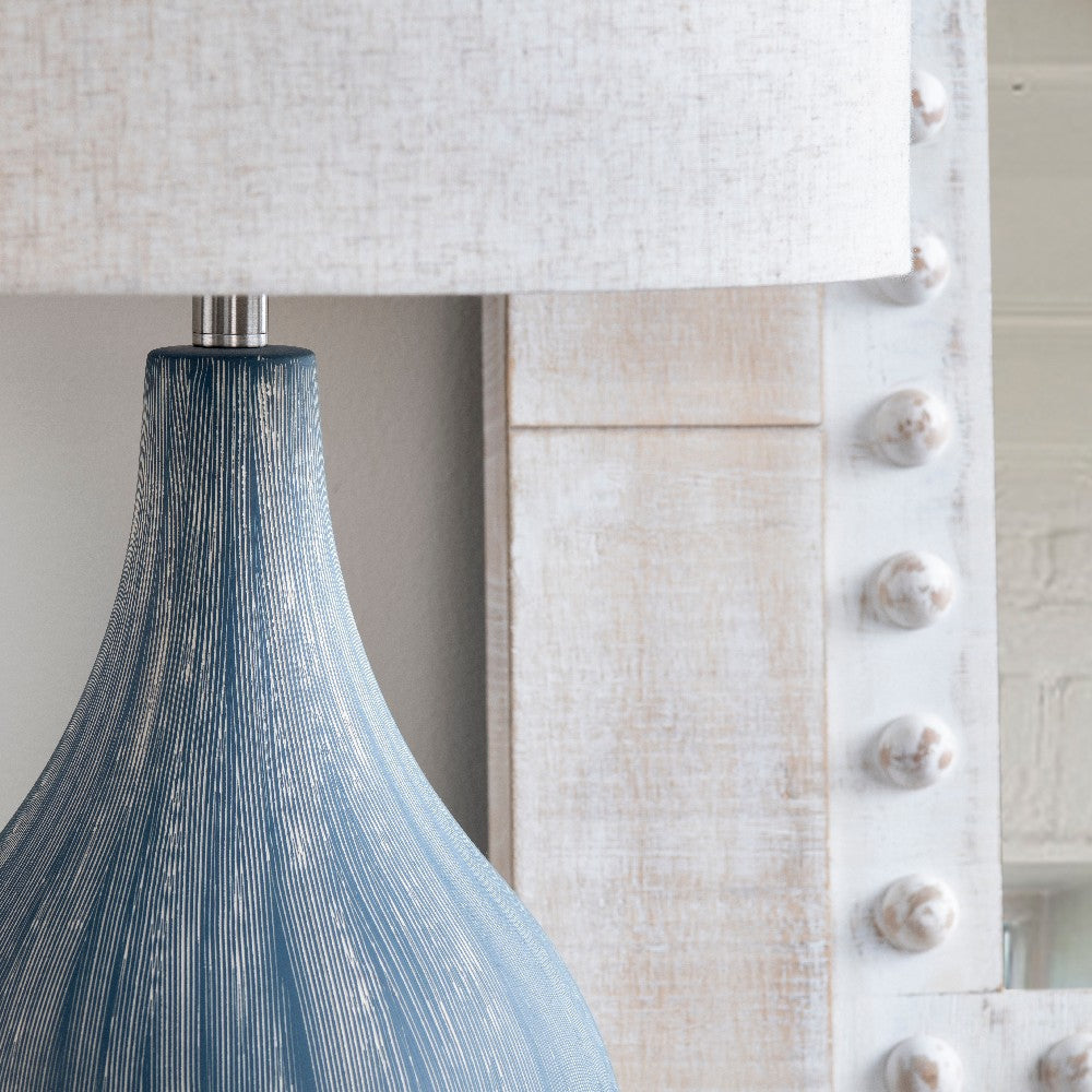 Dilly Table Lamp | Tan Hardback Linen Shade | Gray Teardrop Ceramic Base CCL-CVAZP023B