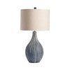 Dilly Table Lamp | Tan Hardback Linen Shade | Gray Teardrop Ceramic Base