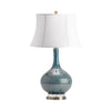 Nona Table Lamp | Ribbed Textured Teal Blue Ceramic | Off-White Shade