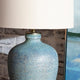 Anky Table Lamp | Oatmeal Hardback Linen Drum Shade | Turquoise Ceramic CCL-CVAZP049A