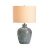 Anky Table Lamp | Oatmeal Hardback Linen Drum Shade | Turquoise Ceramic