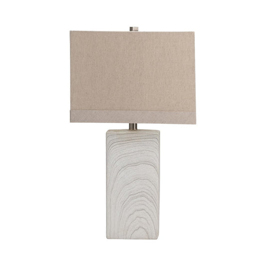 Layla Table Lamp with Linen Shade | White Rectangular Ceramic Base