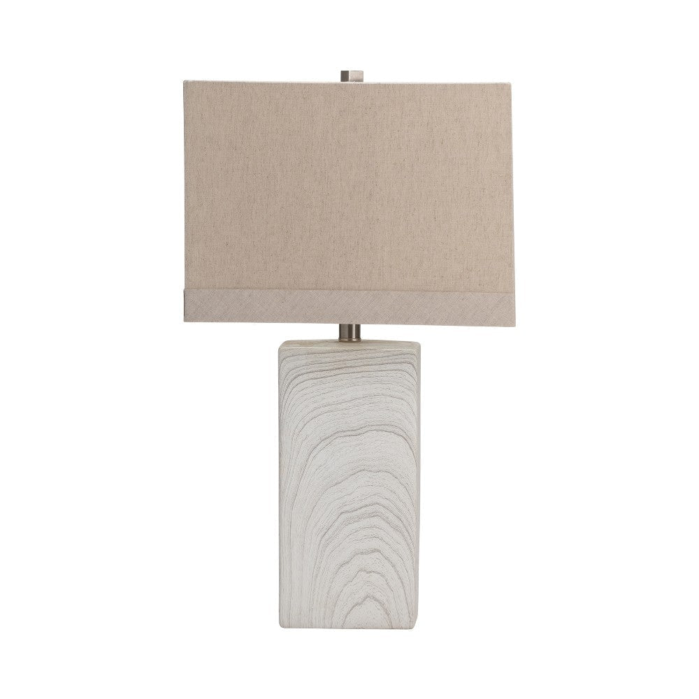 Layla Table Lamp with Linen Shade | White Rectangular Ceramic Base