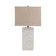 Layla Table Lamp with Linen Shade | White Rectangular Ceramic Base