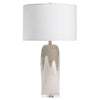 Riny Table Lamp with White Linen-Faux Silk Drum Shade | Cream Ceramic