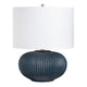 Cherie Table Lamp | White Linen Shade | Ribbed Texture Navy Blue Ceramic Base