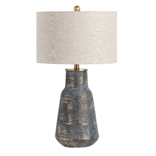 Trixie Table Lamp Set of 2 | Hardback Linen Shade | Gray-Gold Ceramic