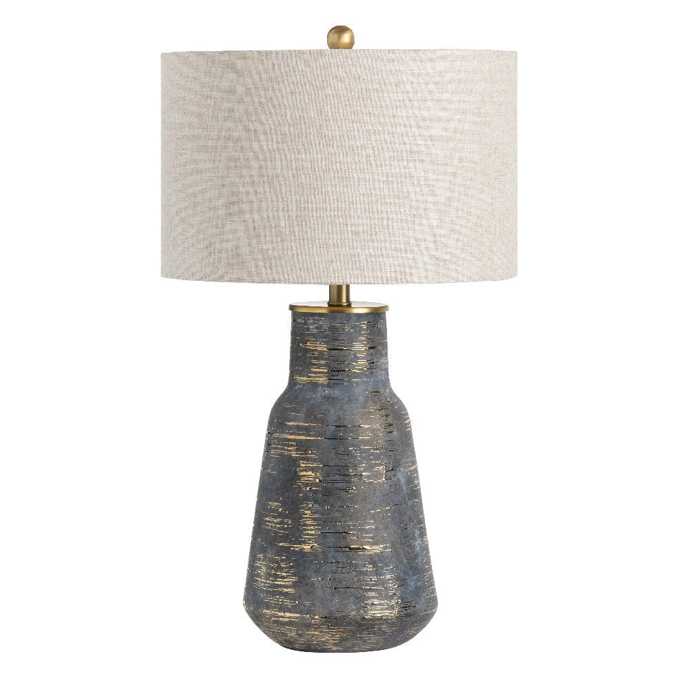 Trixie Table Lamp Set of 2 | Hardback Linen Shade | Gray-Gold Ceramic
