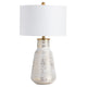 Trixie Table Lamp Set of 2 | White Linen Drum Shade | White-Gold Ceramic