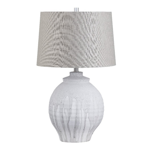 Adya Table Lamp with Hardback Tapered Drum Shade | Gray-White Ceramic