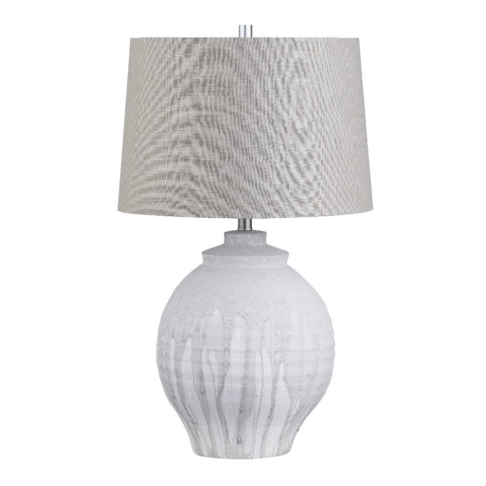 Adya Table Lamp with Hardback Tapered Drum Shade | Gray-White Ceramic