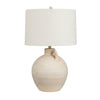 Welly Table Lamp | Tapered Linen Drum Shade | Urn Inspired Tan Ceramic