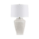 Wuzu Table Lamp | Drum Shade | Woven Wicker Pattern White Ceramic
