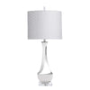 Qienn Table Lamp | Gray Linen Shade | Silver Metal | Ceramic & Crystal Base