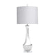 Qienn Table Lamp | Gray Linen Shade | Silver Metal | Ceramic & Crystal Base