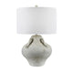 Rayla Table Lamp | White Linen Drum Shade | Antique Style Beige Ceramic