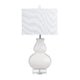 Roxy Table Lamp with White Linen Shade | Crystal Base with White Ceramic
