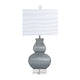 Roxy Table Lamp | White Texture Linen Shade | Crystal Base with Gray Ceramic