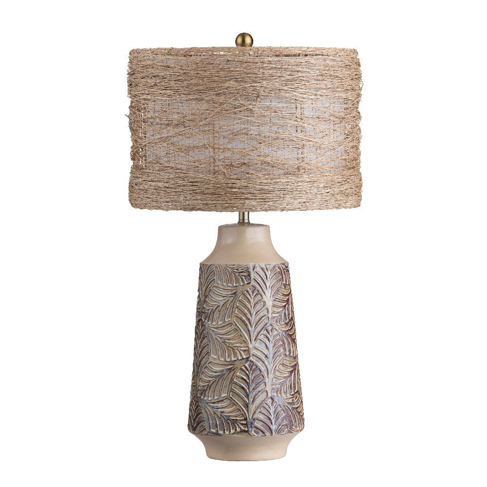 Della Table Lamp Set of 2 | Rattan Shade Leaf Motifs | Brown Ceramic CCL-CVAZP115