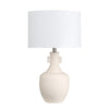 Droy Accent Table Lamp | White Linen Drum Shade | Cream Ceramic Base