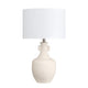 Droy Accent Table Lamp | White Linen Drum Shade | Cream Ceramic Base