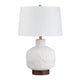 Avvy Table Lamp with White Linen Shade | Maple Wood Base | White Ceramic