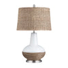 Ayra Table Lamp | Rope Accents | White Ceramic with Brown Rattan Shade
