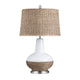 Ayra Table Lamp | Rope Accents | White Ceramic with Brown Rattan Shade