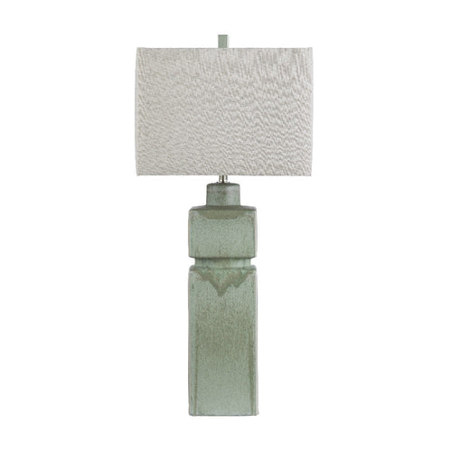 Arvy Table Lamp with Square Hardback Shade | Glaze Green-Gray Ceramic