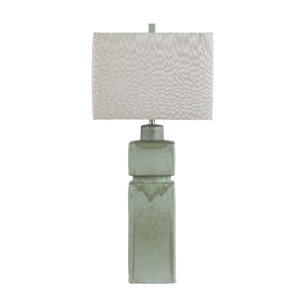 Arvy Table Lamp with Square Hardback Shade | Glaze Green-Gray Ceramic