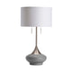 Tanny Table Lamp | White Hardback Shade | Silver Gray Metal Concrete Base