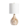Table Lamp | Beige Resin n Gold Metal Base | 33" | White Linen Shade