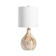 Table Lamp | Beige Resin n Gold Metal Base | 33" | White Linen Shade