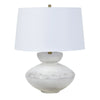 Table Lamp | Wide Turned Resin Body | White Linen Drum Shade