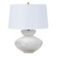 Table Lamp | Wide Turned Resin Body | White Linen Drum Shade