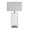 Table Lamp Set of 2 | White Faceted Resin Body with Gray Linen Shade