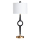 Table Lamp Set of 2 | Open Modern Black Resin Body | White Linen Shade
