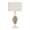 Table Lamp Set of 2 | Fishbone Skeleton Body | White Linen Shade