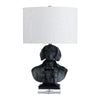 Rena Table Lamp | Dapper Dog Black Resin Base | White Linen Shade