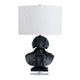 Rena Table Lamp | Dapper Dog Black Resin Base | White Linen Shade