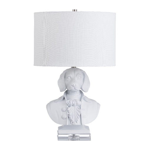 Rena Table Lamp | Dapper Dog White Resin Base | White Linen Shade