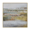 Handcrafted Abstract Wall Art Landscape Canvas | White Green 60x60 Square