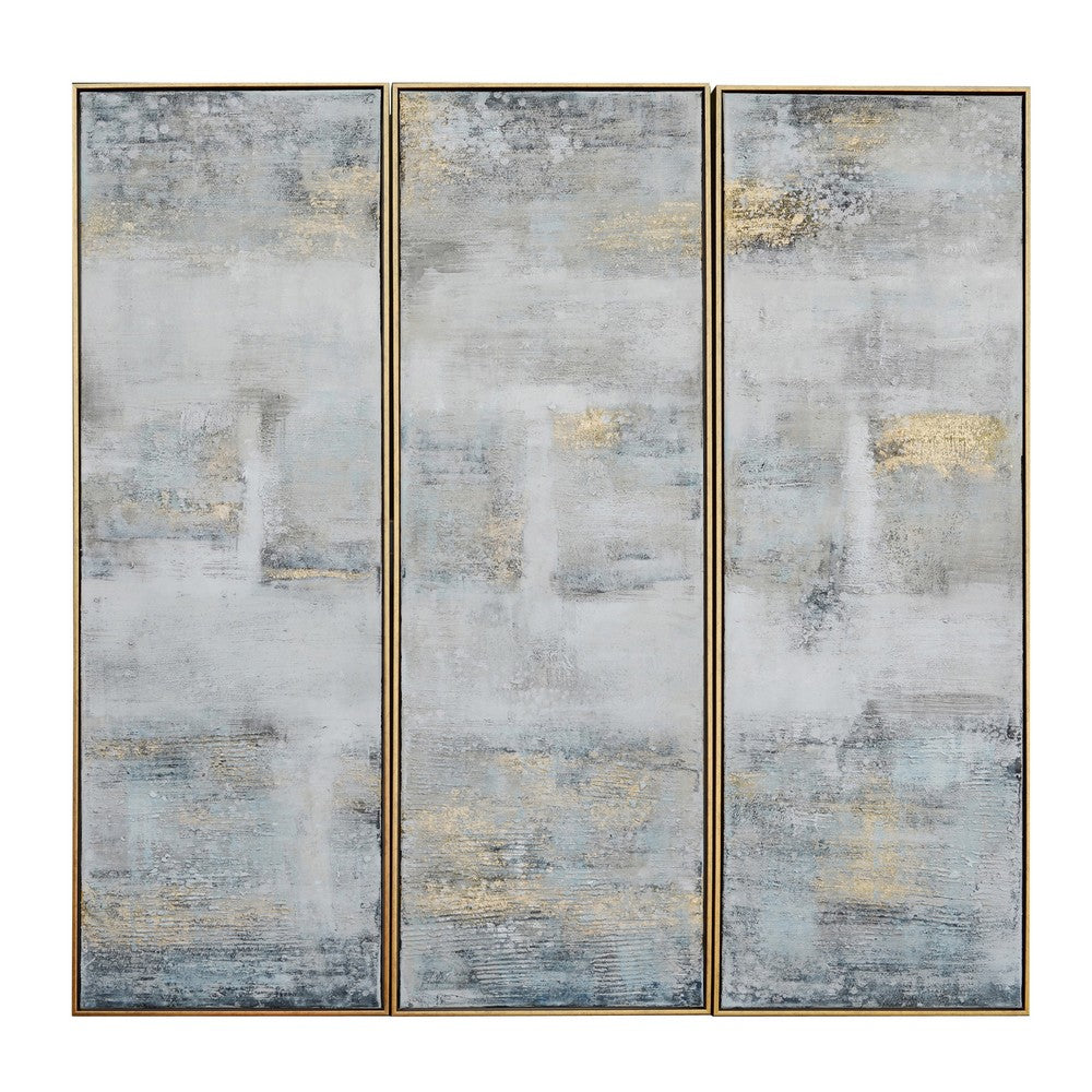 3pc Wall Art | Handcrafted Abstract Design on Canvas | Gray | Beige 20x60