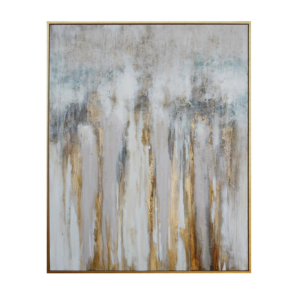 Hex Wall Art | Handcrafted Abstract Painting on Canvas | Gold & Blue 58x72