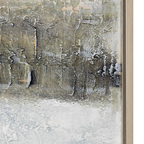 Hand Painted Wall Art | Abstract Canyon on Canvas | White & Brown | 49x61