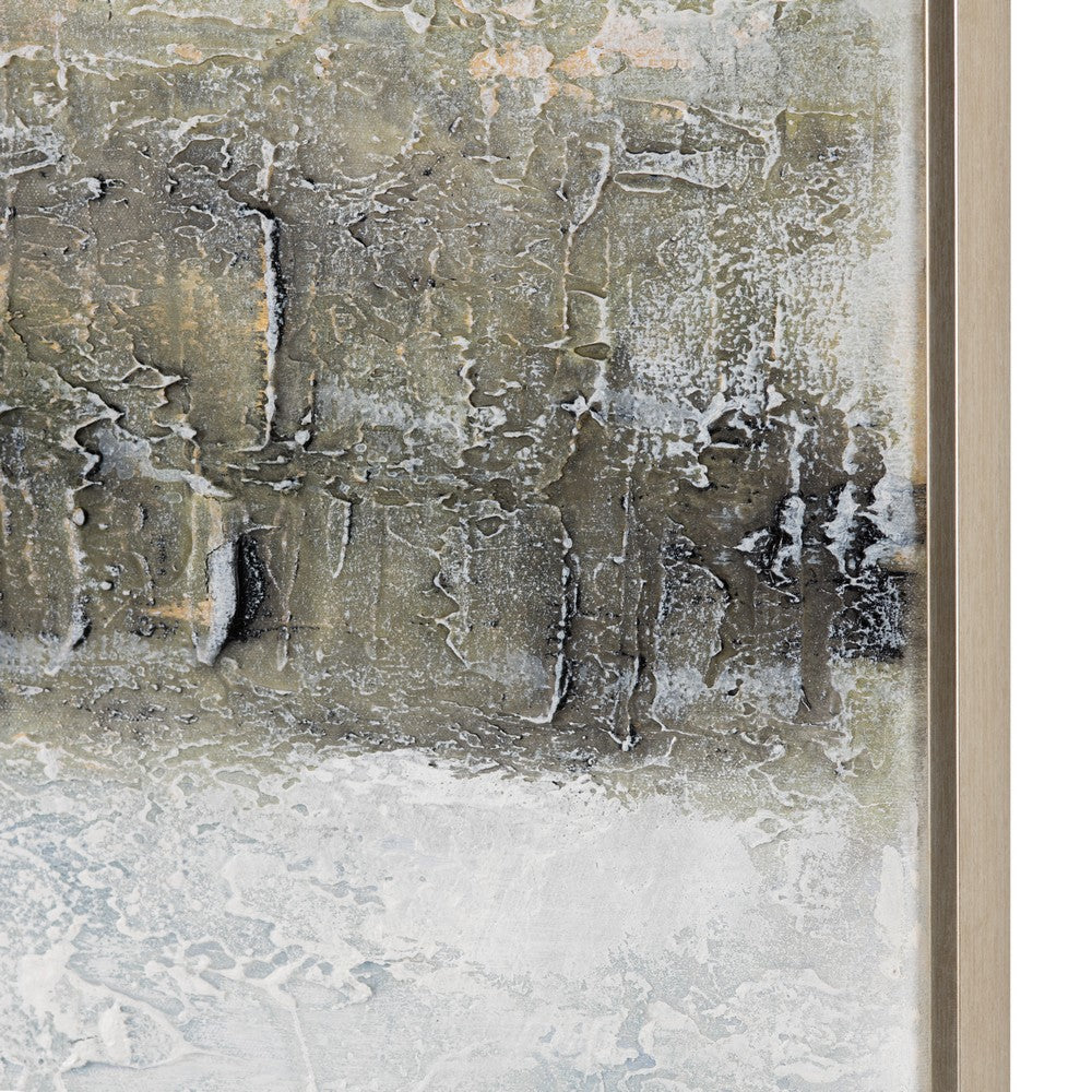 Hand Painted Wall Art | Abstract Canyon on Canvas | White & Brown | 49x61