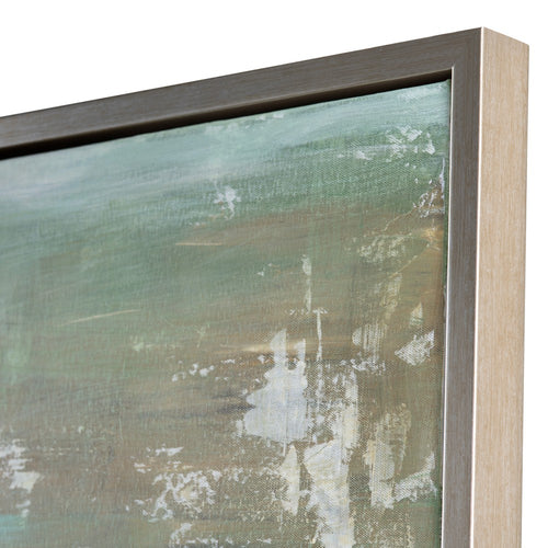 Abstract Waterlike Wall Art Painting on Canvas | Gold | Green 42x42 Square